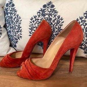 Christian Louboutin Orange Suede Heels